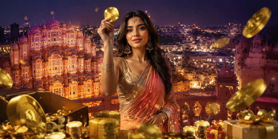 Lottery player enjoying betting with Jaipur landmarks