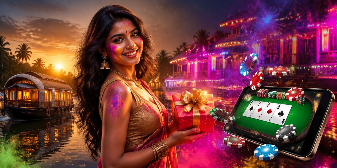 Teen Patti card game celebration during Holi festival in Kerala